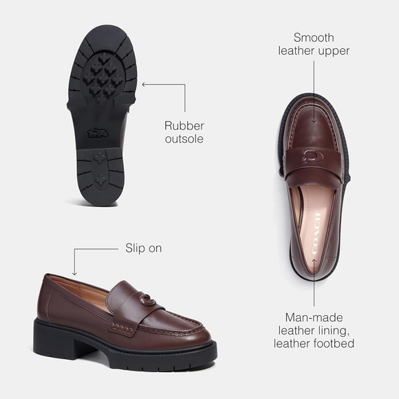 NWT Coach Leah Platform Lug Loafer in Maple Leather Brown - Picture 15 of 16